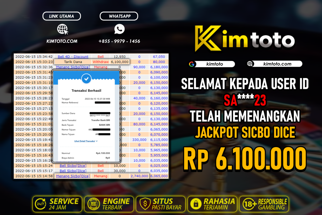 BUKTI PEMBAYARAN MEMBER JP LIVECASINO DI KIMTOTO USER ID SA23