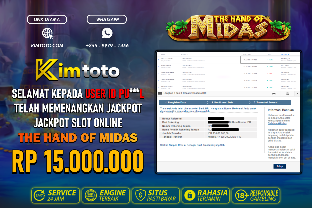 BUKTI PEMBAYARAN MEMBER JP SLOT ONLINE DI KIMTOTO USER ID PUL