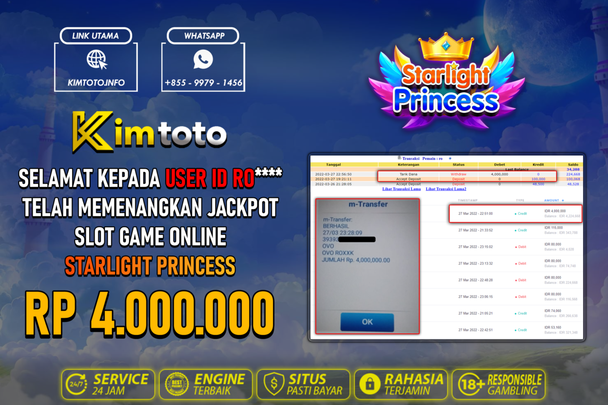 BUKTI PEMBAYARAN MEMBER JP SLOT ONLINE DI KIMTOTO USER ID RO