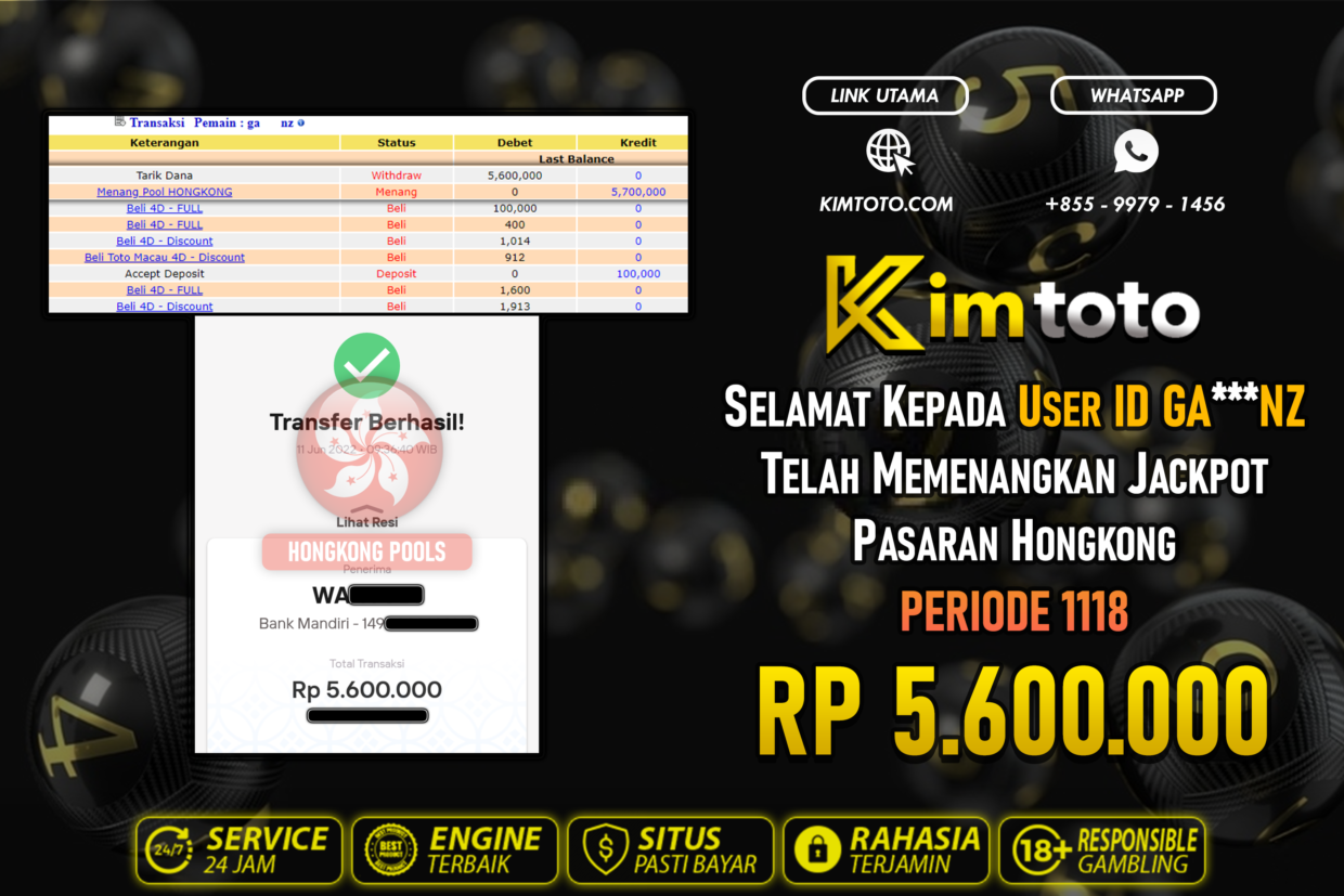 BUKTI PEMBAYARAN MEMBER JP TOGEL HONGKONG DI KIMTOTO USER ID GANZ