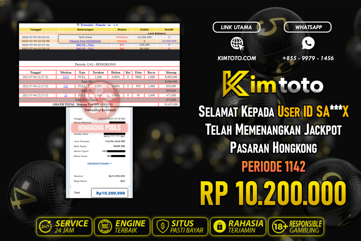 BUKTI PEMBAYARAN MEMBER JP TOGEL HONGKONG DI KIMTOTO USER ID SAX