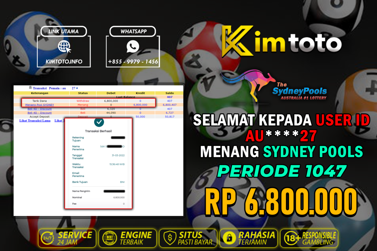 BUKTI PEMBAYARAN MEMBER JP TOGEL SYDNEY DI KIMTOTO USER ID AU27