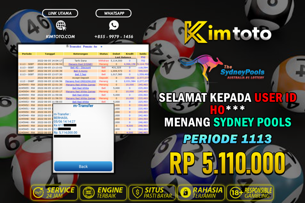 BUKTI PEMBAYARAN MEMBER JP TOGEL SYDNEY DI KIMTOTO USER ID HO