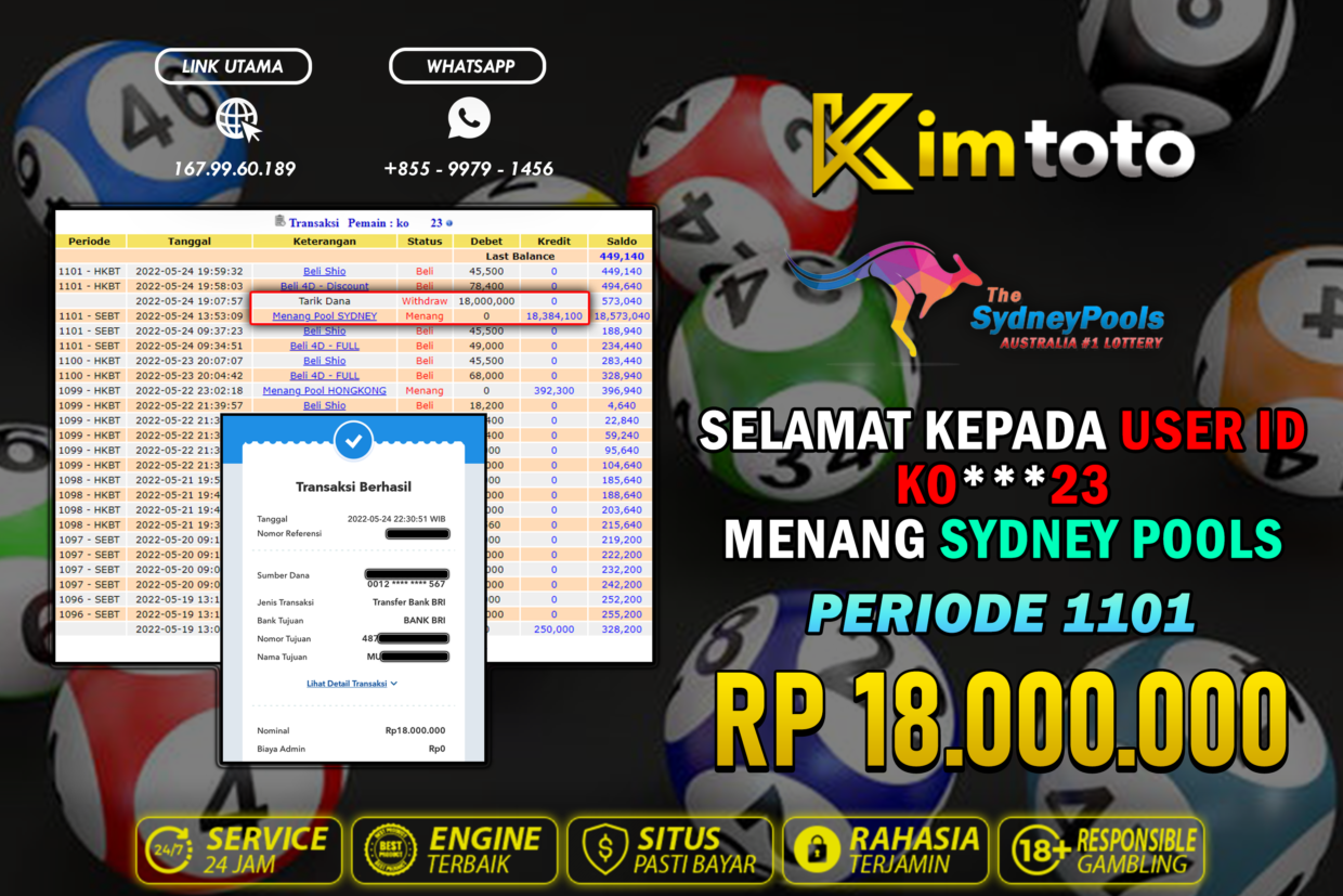 BUKTI PEMBAYARAN MEMBER JP TOGEL SYDNEY DI KIMTOTO USER ID KO23