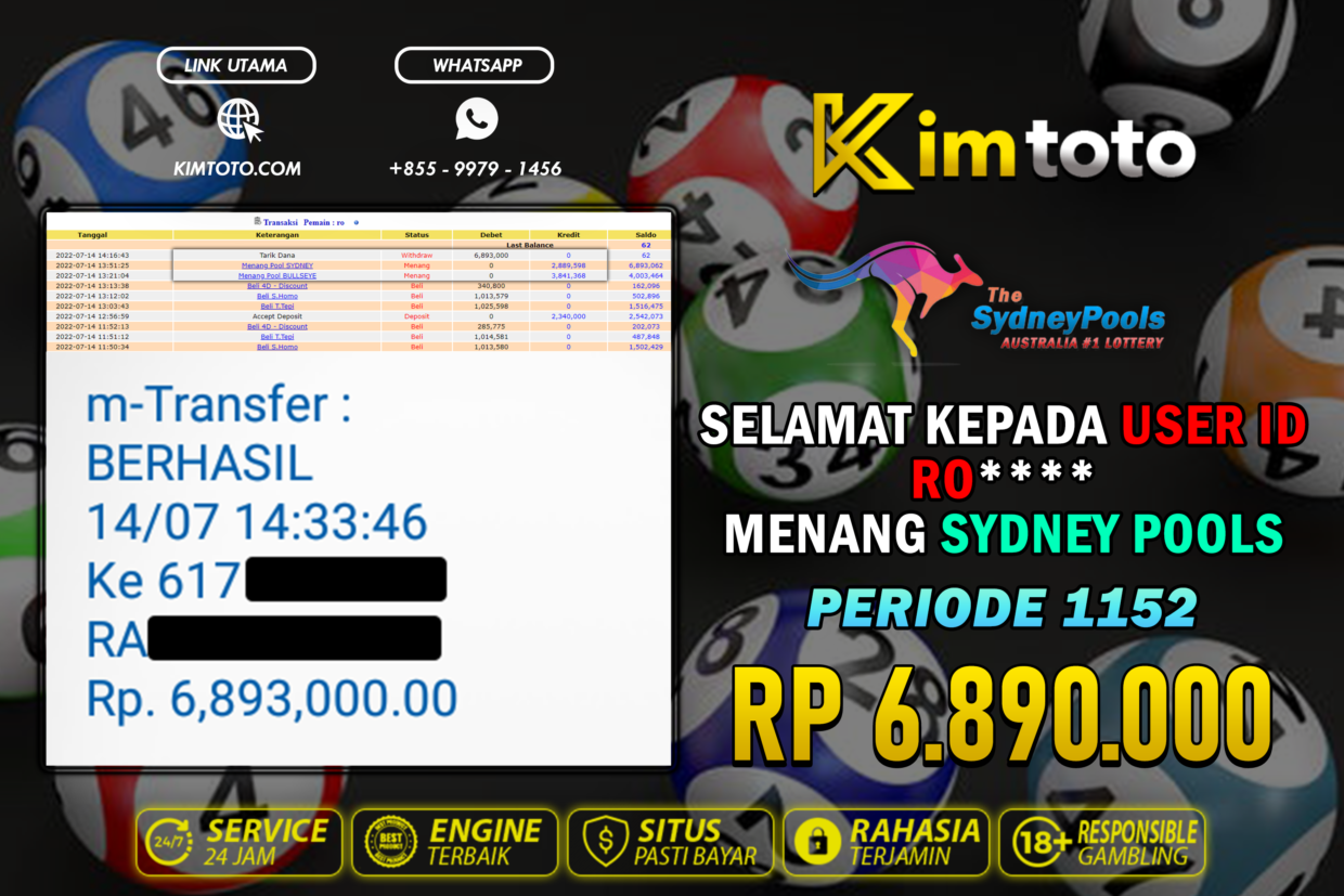 BUKTI PEMBAYARAN MEMBER JP TOGEL SYDNEY DI KIMTOTO USER ID RO