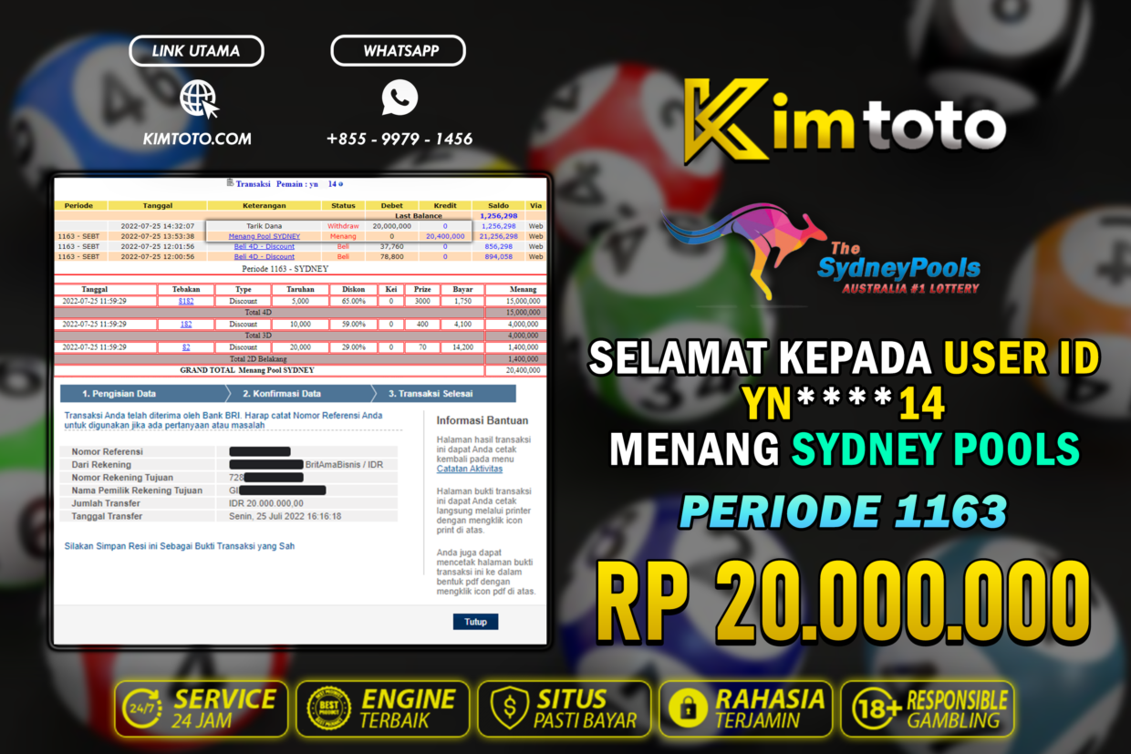 BUKTI PEMBAYARAN MEMBER JP TOGEL SYDNEY DI KIMTOTO USER ID YN14