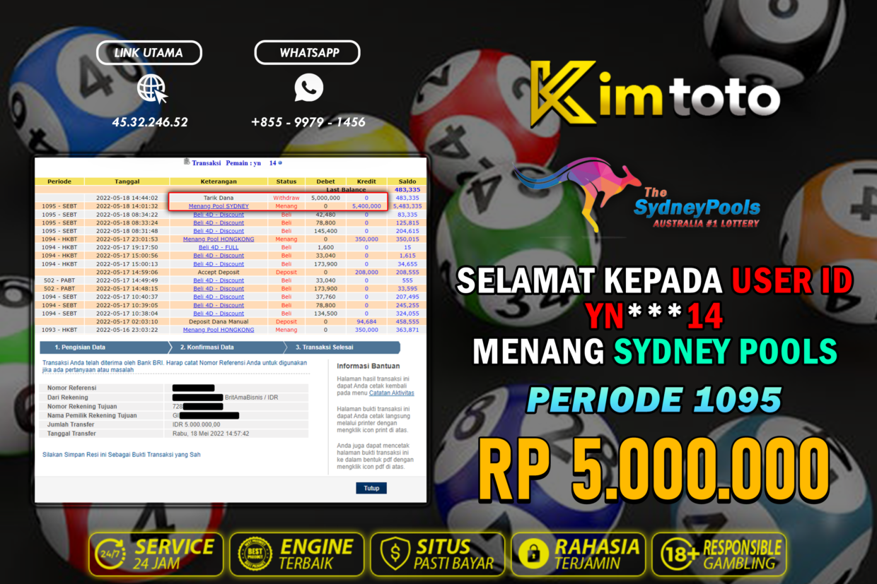 BUKTI PEMBAYARAN MEMBER JP TOGEL SYDNEY DI KIMTOTO USER ID YN14