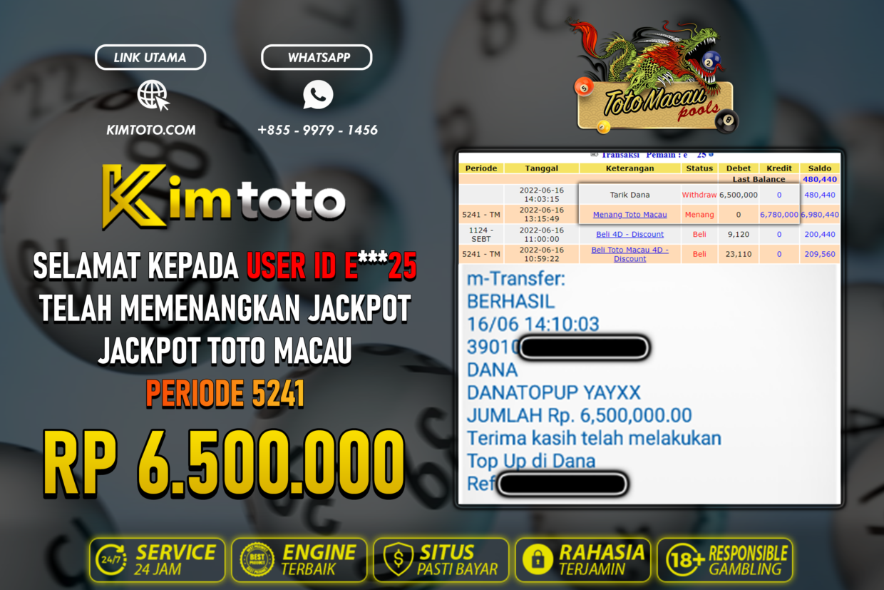 BUKTI PEMBAYARAN MEMBER JP TOGEL TOTOMACAU DI KIMTOTO USER ID E25