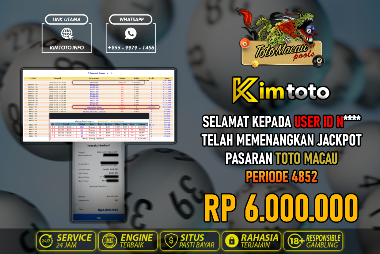 BUKTI PEMBAYARAN MEMBER JP TOGEL TOTOMACAU DI KIMTOTO USER ID N