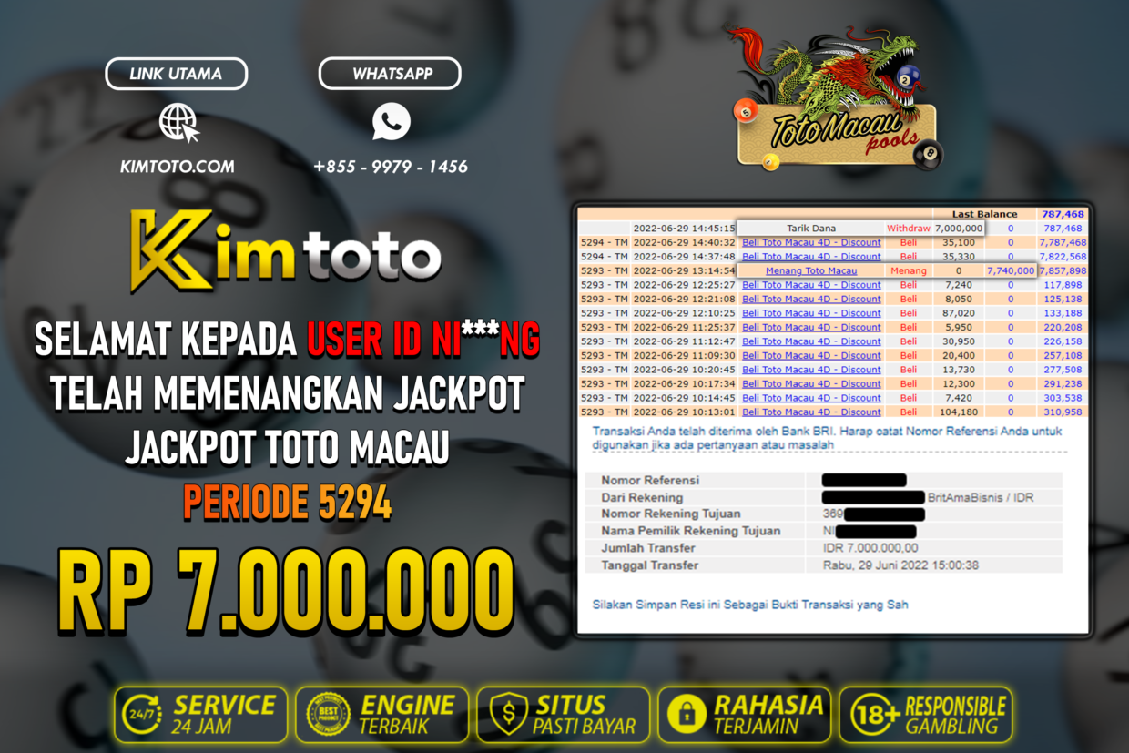 BUKTI PEMBAYARAN MEMBER JP TOGEL TOTOMACAU DI KIMTOTO USER ID NING