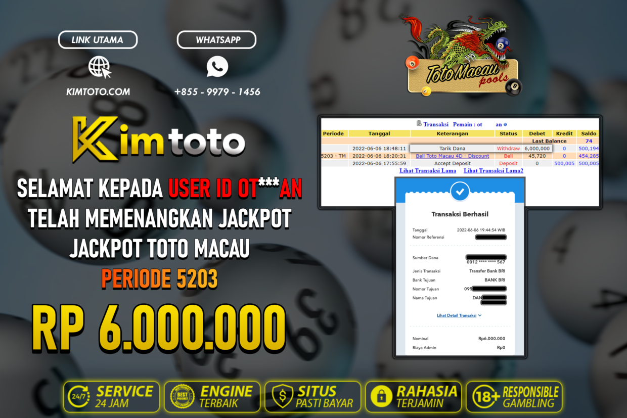 BUKTI PEMBAYARAN MEMBER JP TOGEL TOTOMACAU DI KIMTOTO USER ID OTAN