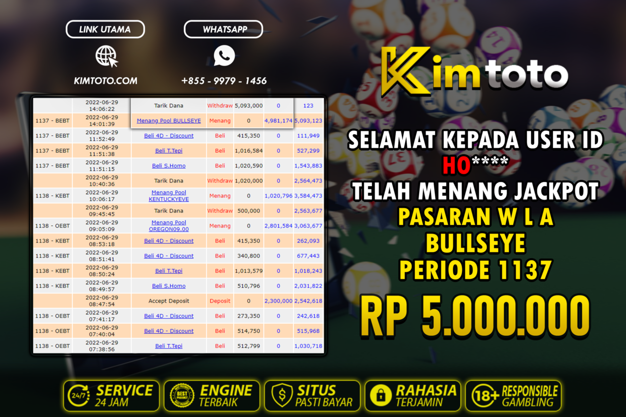 BUKTI PEMBAYARAN MEMBER KIMTOTO USER ID HO