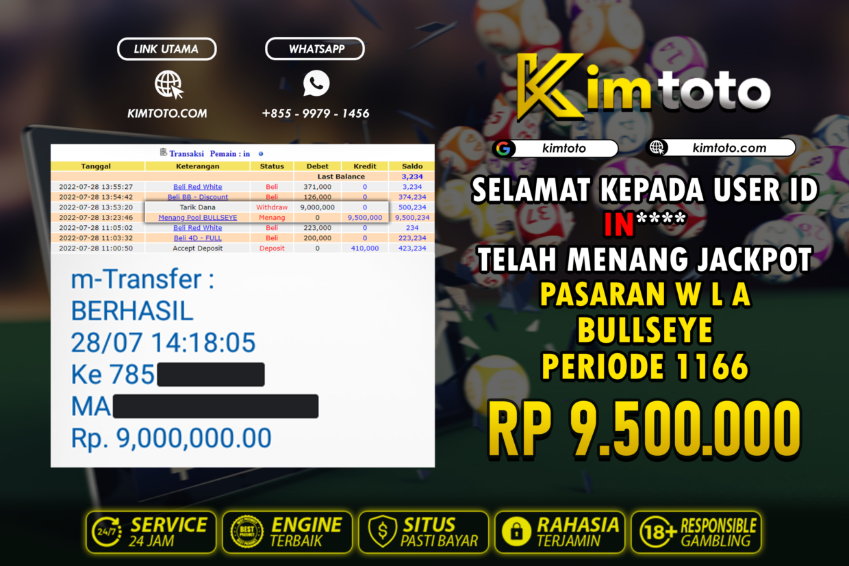 BUKTI PEMBAYARAN MEMBER KIMTOTO USER ID IN