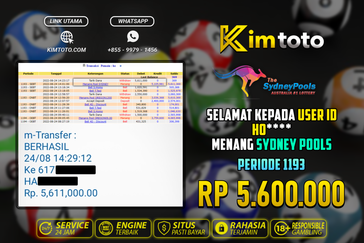 BUKTI PEMBAYARAN MEMBER JP TOGEL SYDNEY DI KIMTOTO USER ID HO