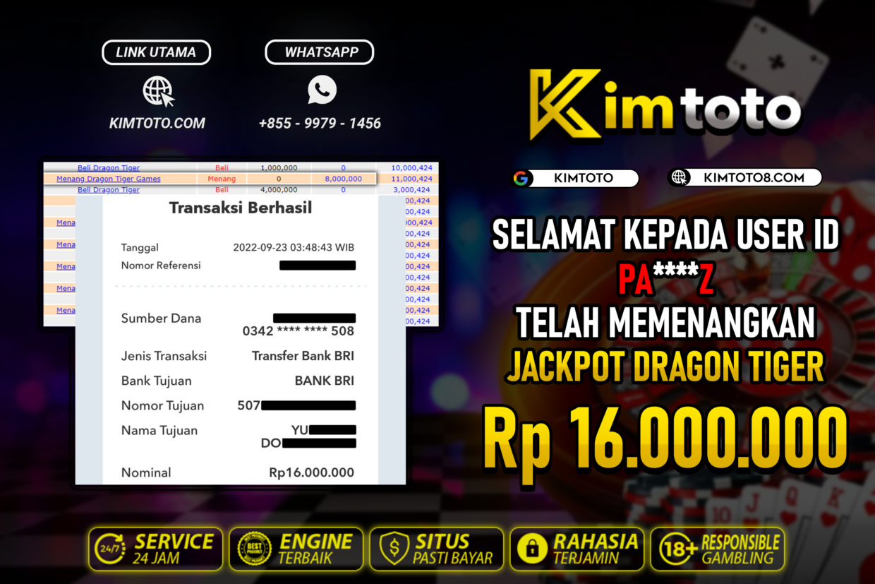 BUKTI PEMBAYARAN MEMBER JP LIVECASINO DI KIMTOTO USER ID PAZ