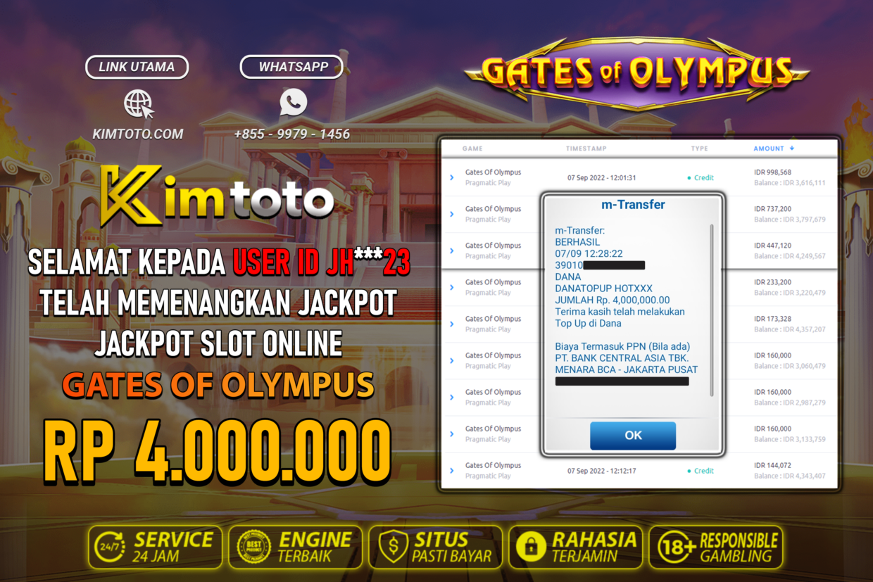 BUKTI PEMBAYARAN MEMBER JP SLOT ONLINE DI KIMTOTO USER ID JH23