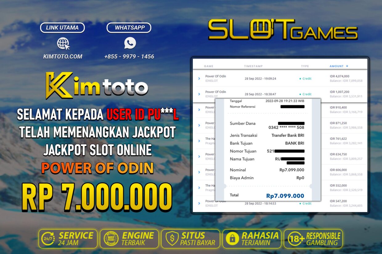 BUKTI PEMBAYARAN MEMBER JP SLOT ONLINE DI KIMTOTO USER ID PUL