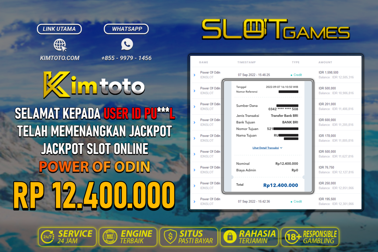 BUKTI PEMBAYARAN MEMBER JP SLOT ONLINE DI KIMTOTO USER ID PUL