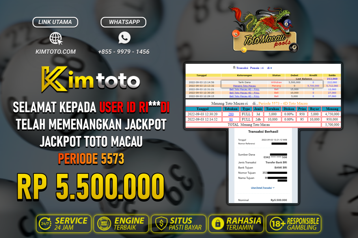 BUKTI PEMBAYARAN MEMBER JP TOGEL TOTOMACAU DI KIMTOTO USER ID RIDI