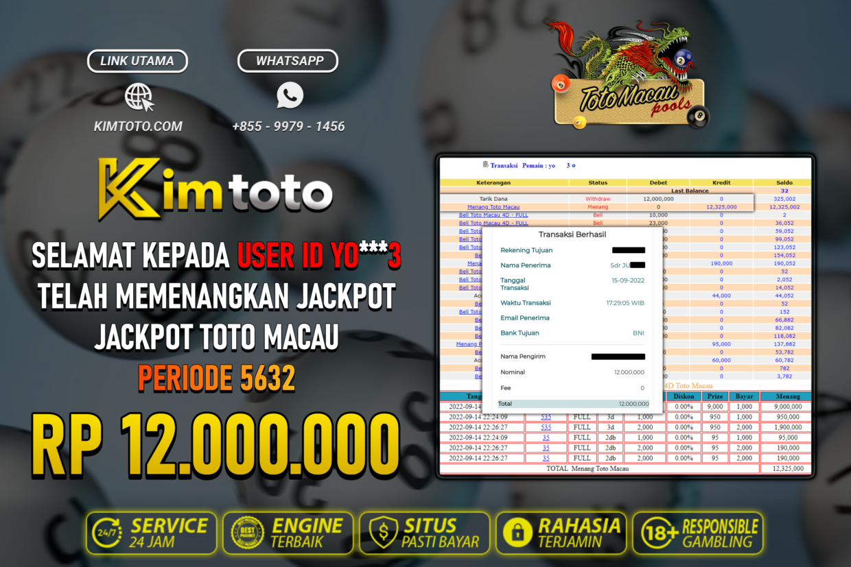 BUKTI PEMBAYARAN MEMBER JP TOGEL TOTOMACAU DI KIMTOTO USER ID YO3