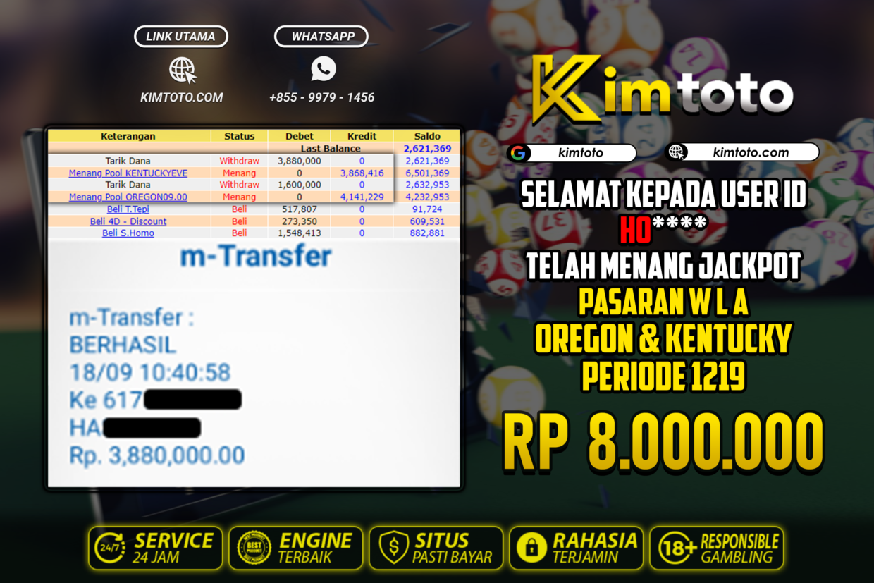 BUKTI PEMBAYARAN MEMBER KIMTOTO USER ID HO