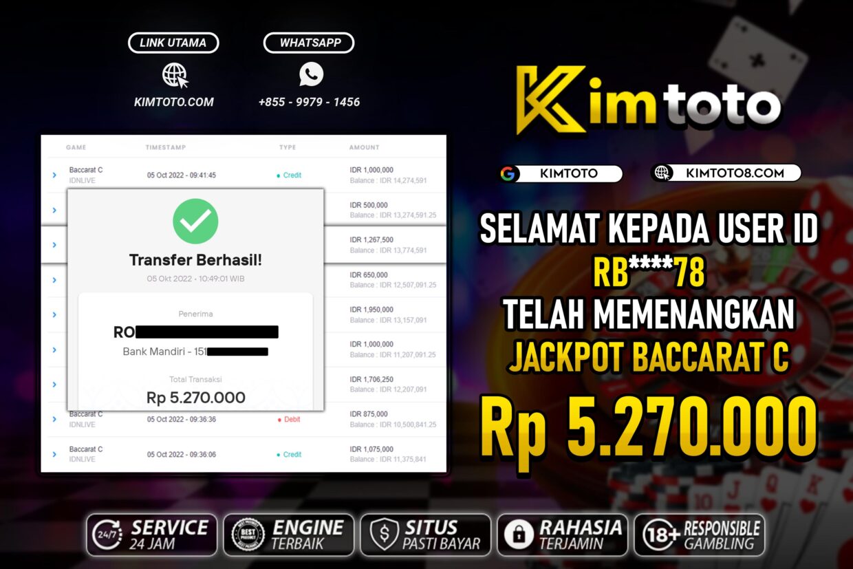 BUKTI PEMBAYARAN MEMBER JP LIVECASINO DI KIMTOTO USER ID RB78