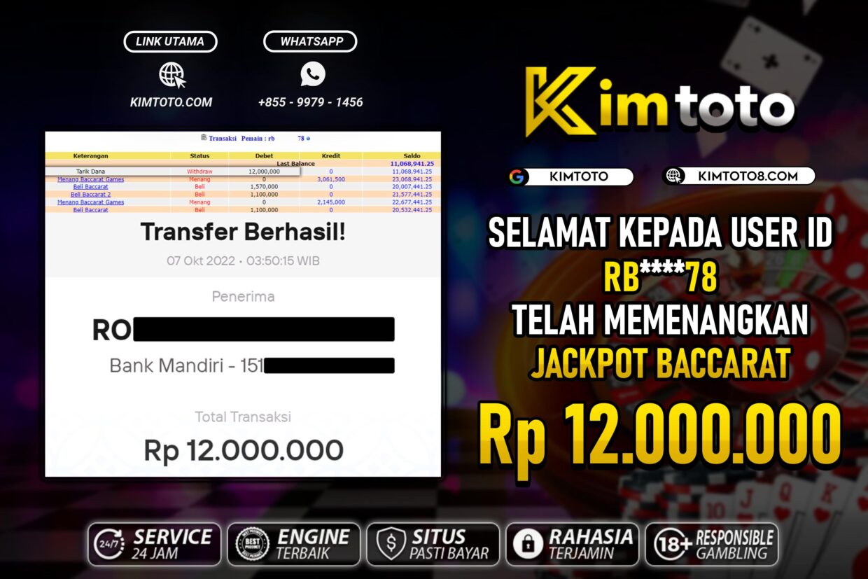 BUKTI PEMBAYARAN MEMBER JP LIVECASINO DI KIMTOTO USER ID RB78