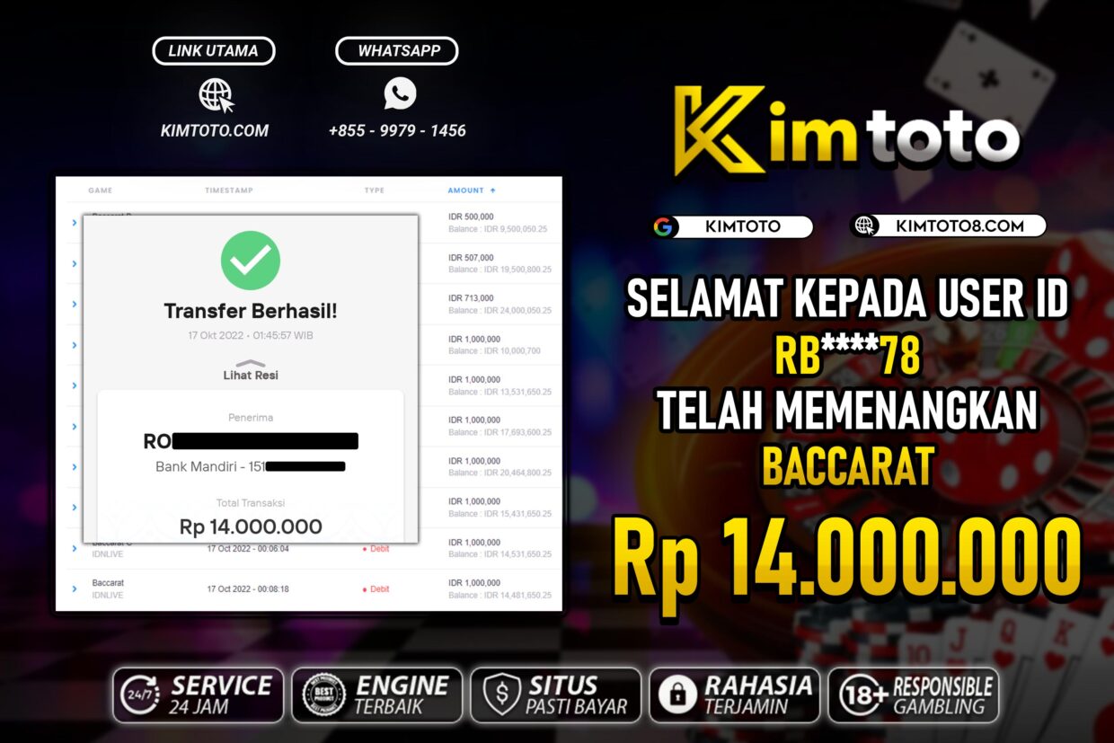 BUKTI PEMBAYARAN MEMBER JP LIVECASINO DI KIMTOTO USER ID RB78