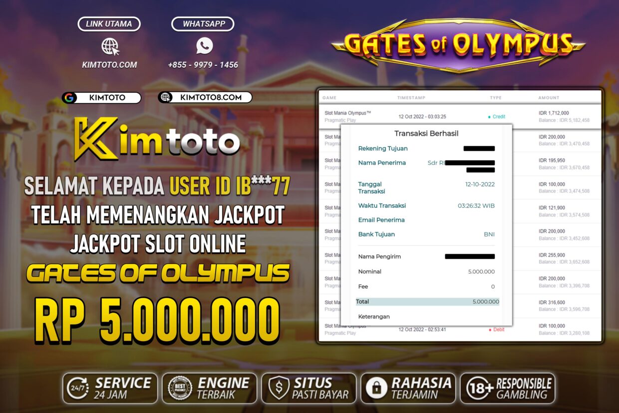 BUKTI PEMBAYARAN MEMBER JP SLOT ONLINE DI KIMTOTO USER ID IB77