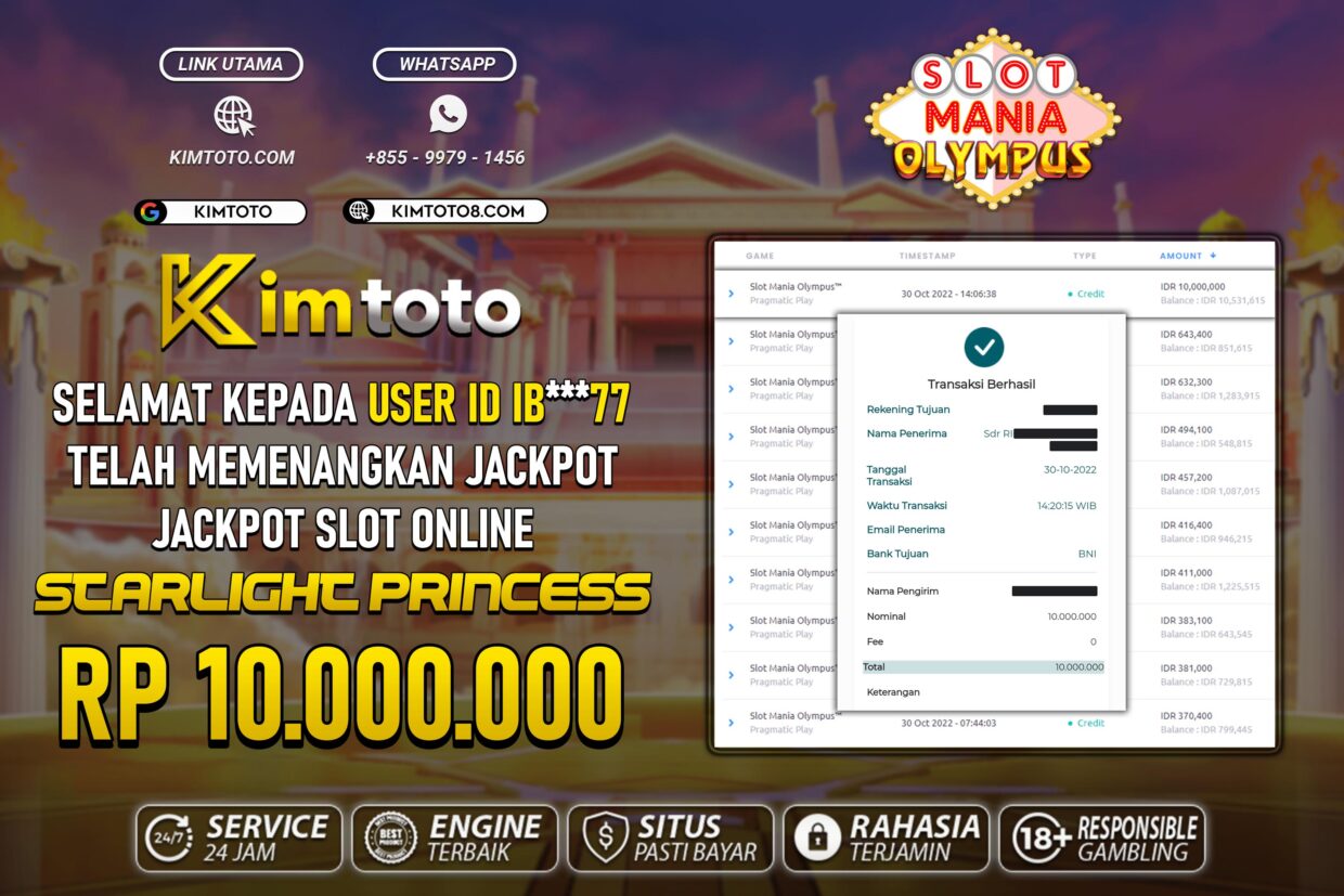 BUKTI PEMBAYARAN MEMBER JP SLOT ONLINE DI KIMTOTO USER ID IB77