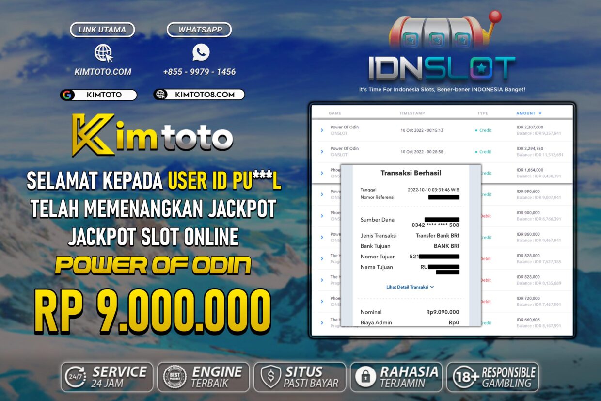 BUKTI PEMBAYARAN MEMBER JP SLOT ONLINE DI KIMTOTO USER ID PUL