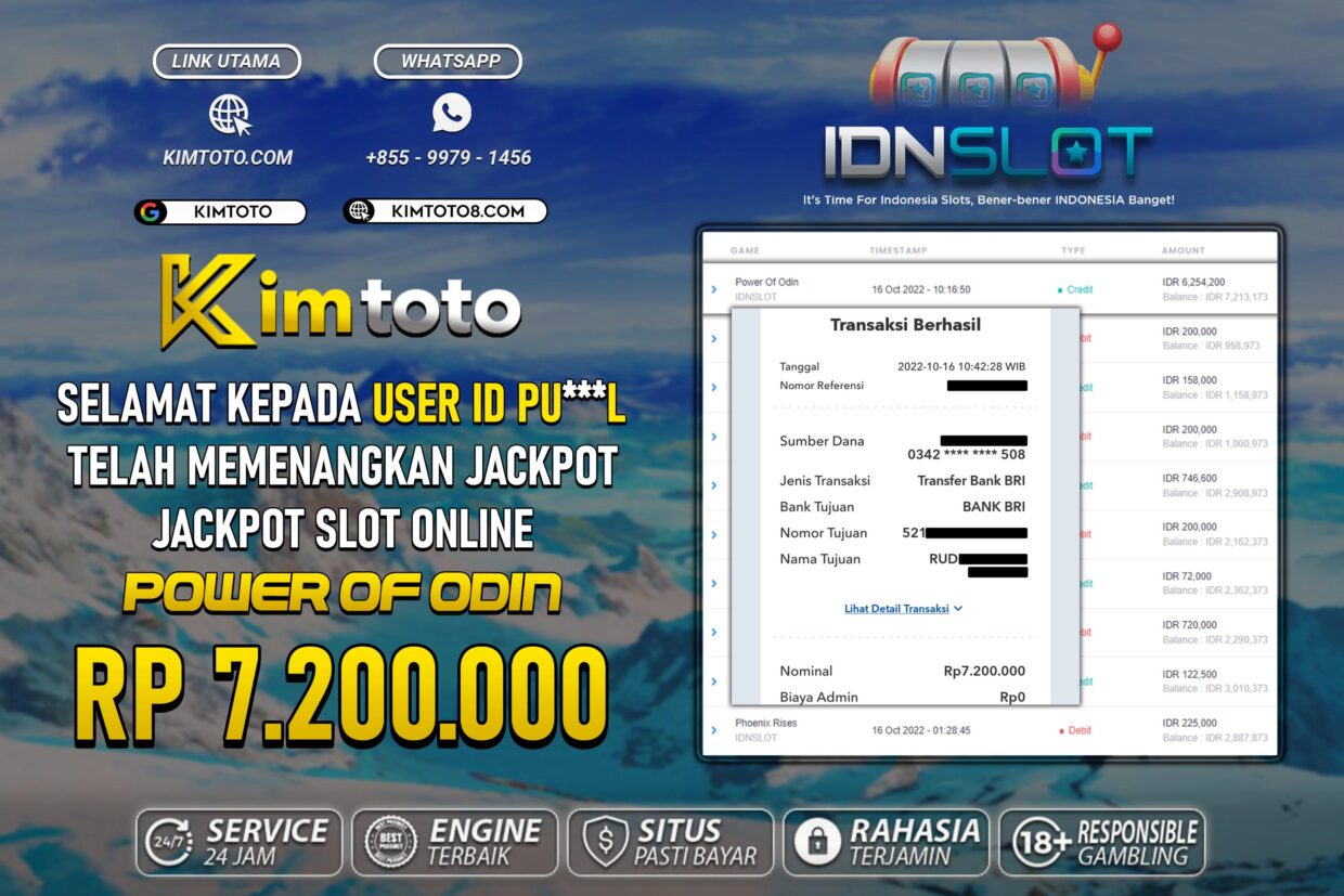 BUKTI PEMBAYARAN MEMBER JP SLOT ONLINE DI KIMTOTO USER ID PUL