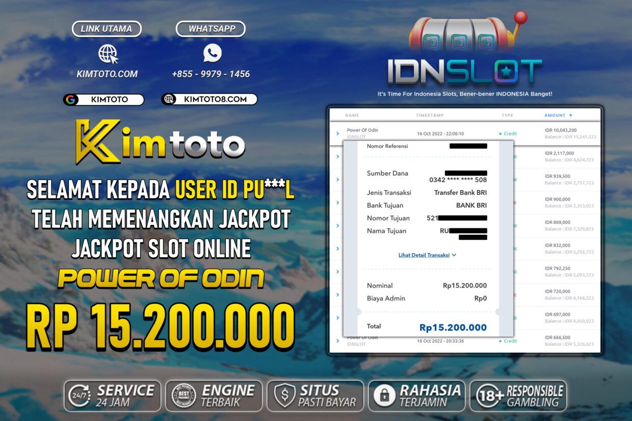 BUKTI PEMBAYARAN MEMBER JP SLOT ONLINE DI KIMTOTO USER ID PUL