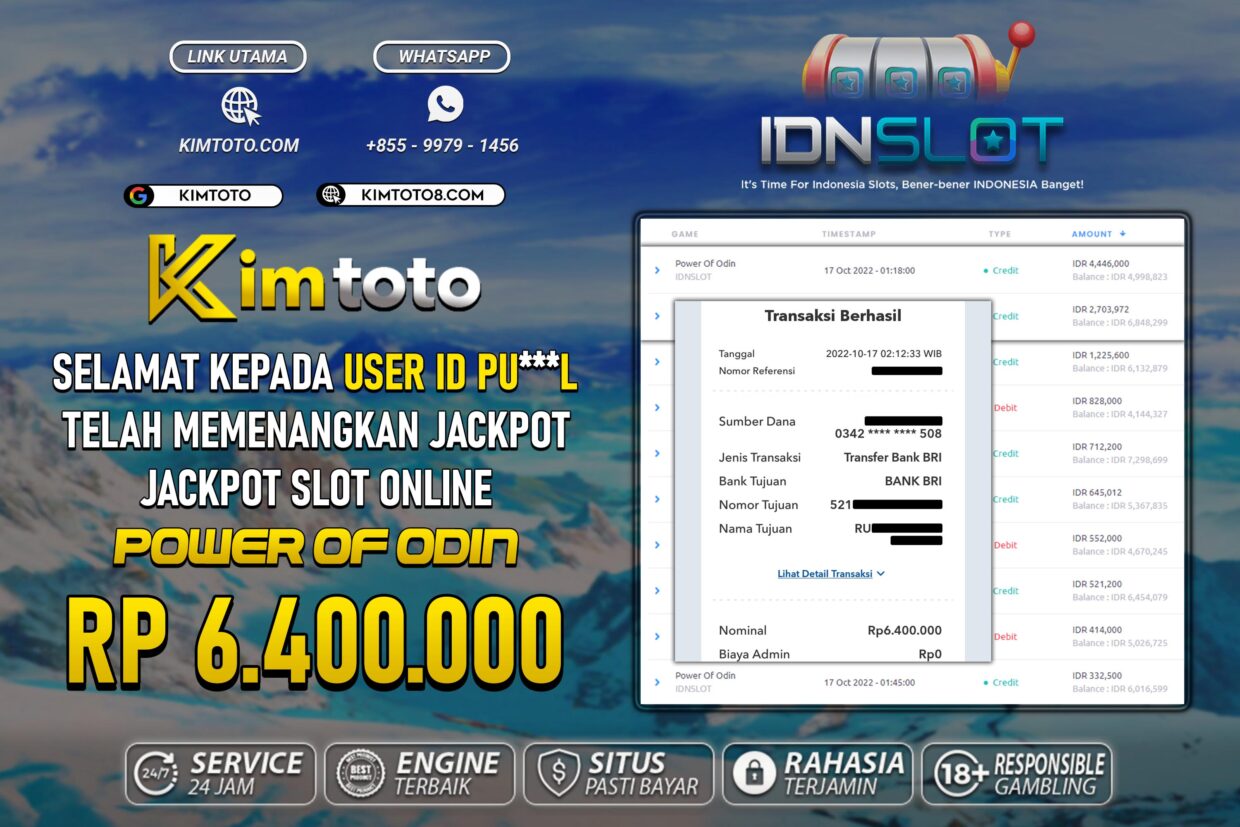 BUKTI PEMBAYARAN MEMBER JP SLOT ONLINE DI KIMTOTO USER ID PUL