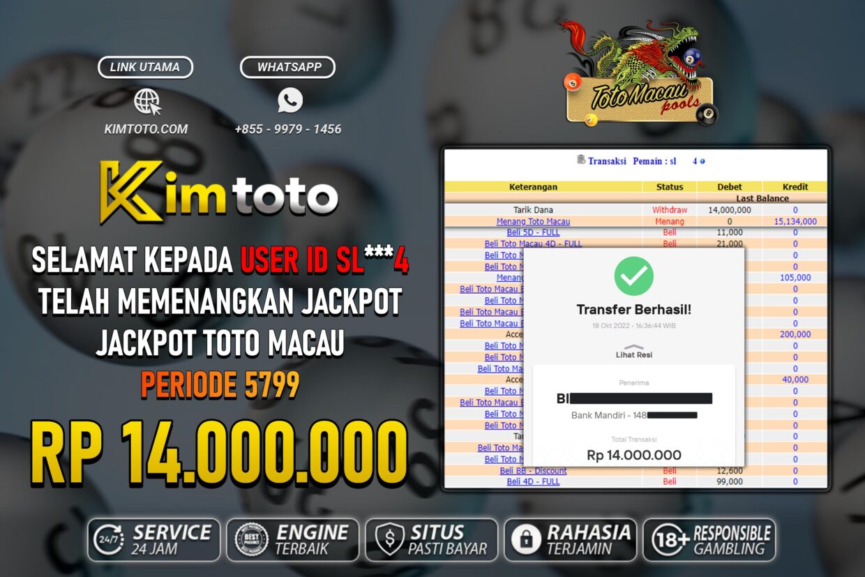 BUKTI PEMBAYARAN MEMBER JP TOGEL TOTOMACAU DI KIMTOTO USER ID SL4