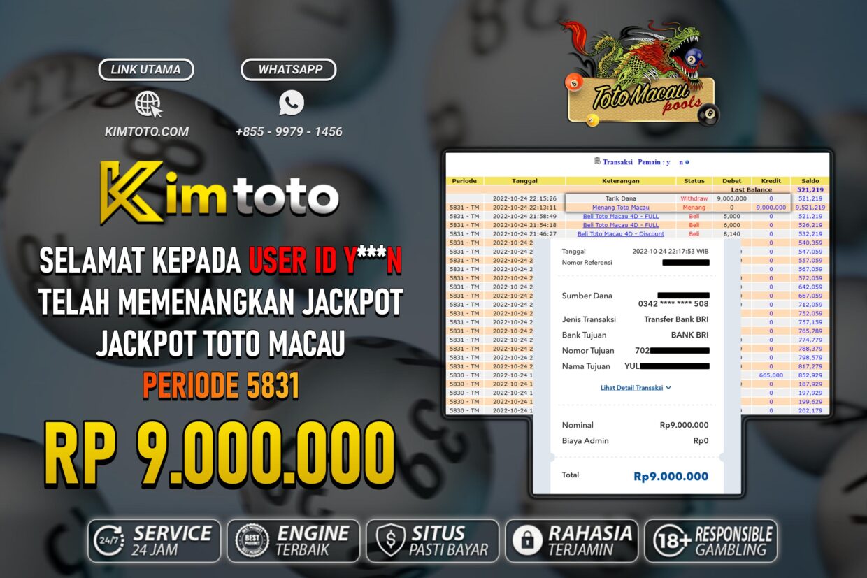 BUKTI PEMBAYARAN MEMBER JP TOGEL TOTOMACAU DI KIMTOTO USER ID YN