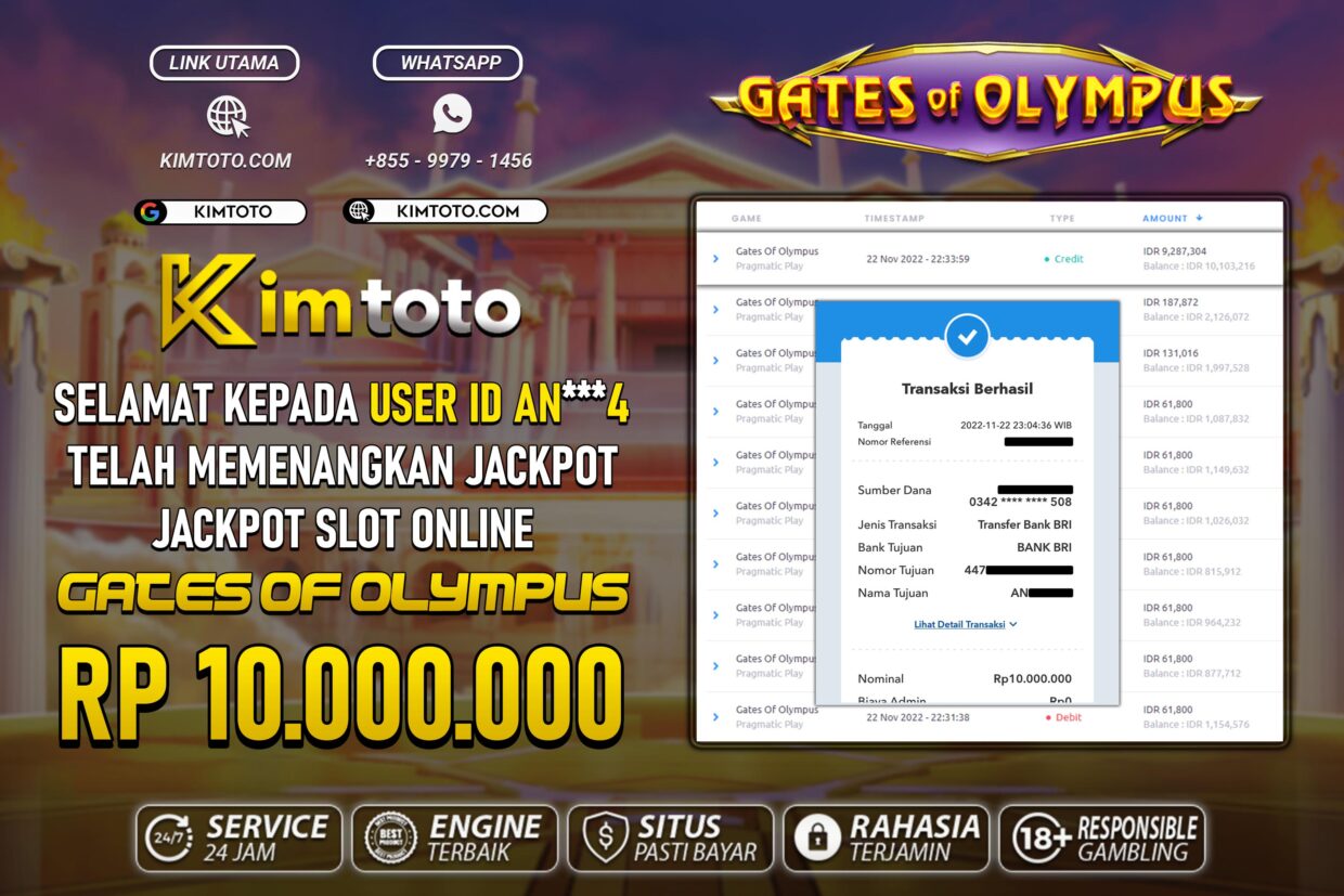 BUKTI PEMBAYARAN MEMBER JP SLOT ONLINE DI KIMTOTO USER ID AN4