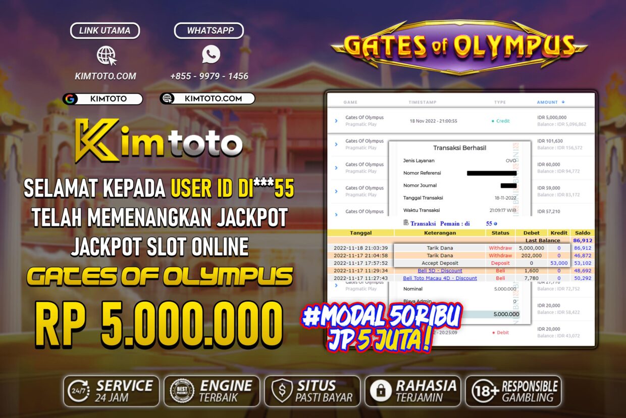 BUKTI PEMBAYARAN MEMBER JP SLOT ONLINE DI KIMTOTO USER ID DI55