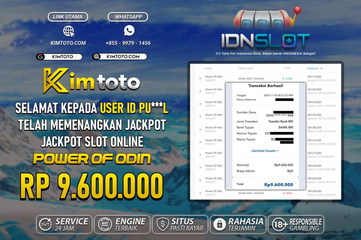 BUKTI PEMBAYARAN MEMBER JP SLOT ONLINE DI KIMTOTO USER ID PUL