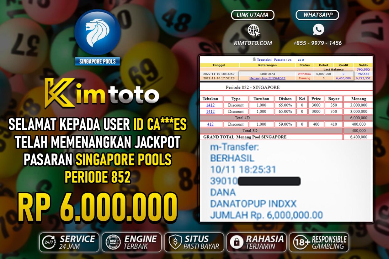 BUKTI PEMBAYARAN MEMBER JP TOGEL SINGAPORE DI KIMTOTO USER ID CAES