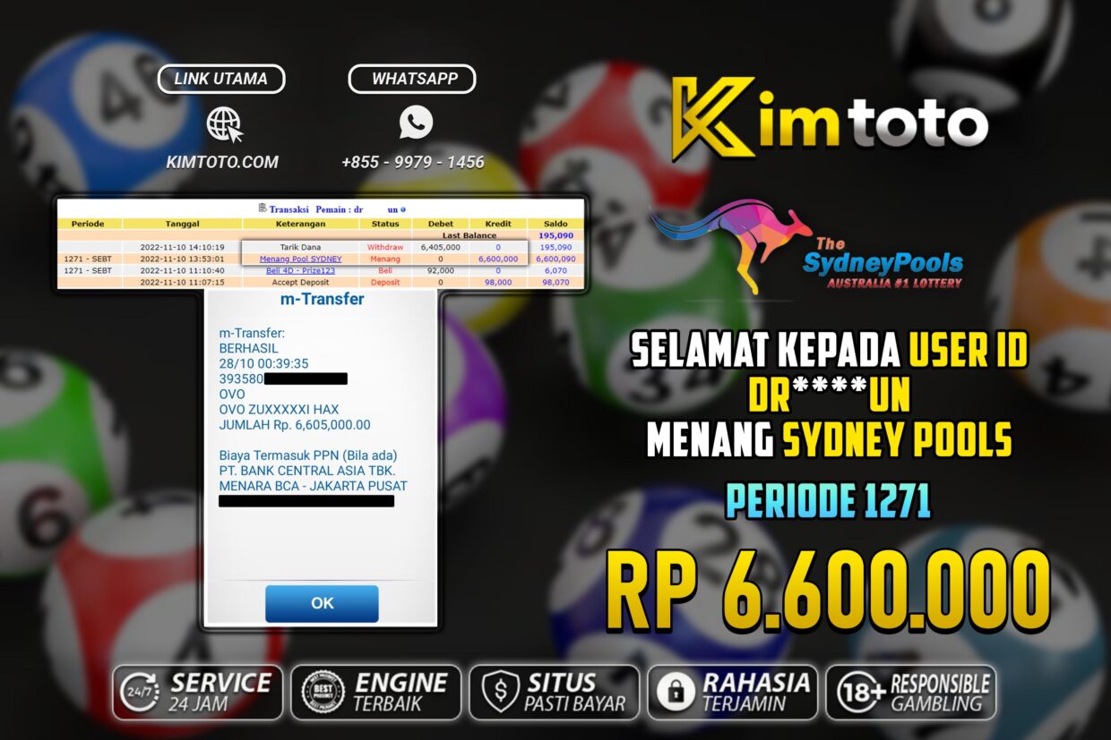 BUKTI PEMBAYARAN MEMBER JP TOGEL SYDNEY DI KIMTOTO USER ID DRUN