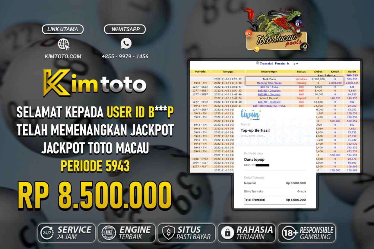 BUKTI PEMBAYARAN MEMBER JP TOGEL TOTOMACAU DI KIMTOTO USER ID BP