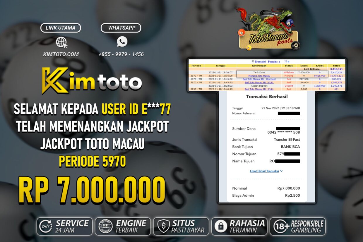 BUKTI PEMBAYARAN MEMBER JP TOGEL TOTOMACAU DI KIMTOTO USER ID E77