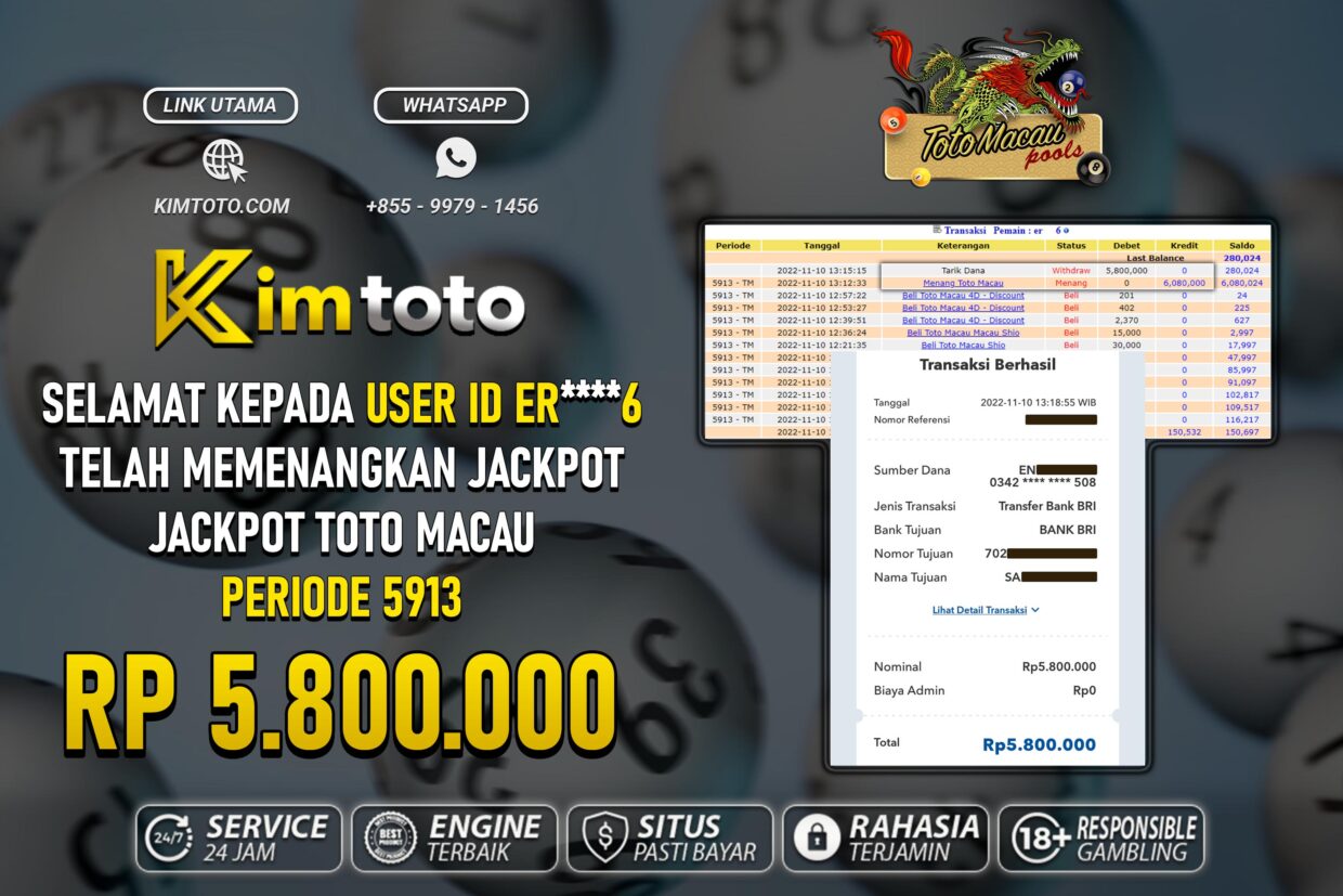 BUKTI PEMBAYARAN MEMBER JP TOGEL TOTOMACAU DI KIMTOTO USER ID ER6