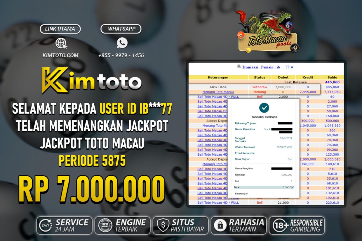 BUKTI PEMBAYARAN MEMBER JP TOGEL TOTOMACAU DI KIMTOTO USER ID IB77