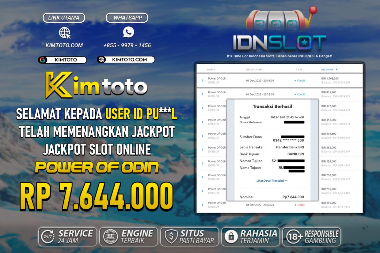 BUKTI PEMBAYARAN MEMBER JP SLOT ONLINE DI KIMTOTO USER ID PUL