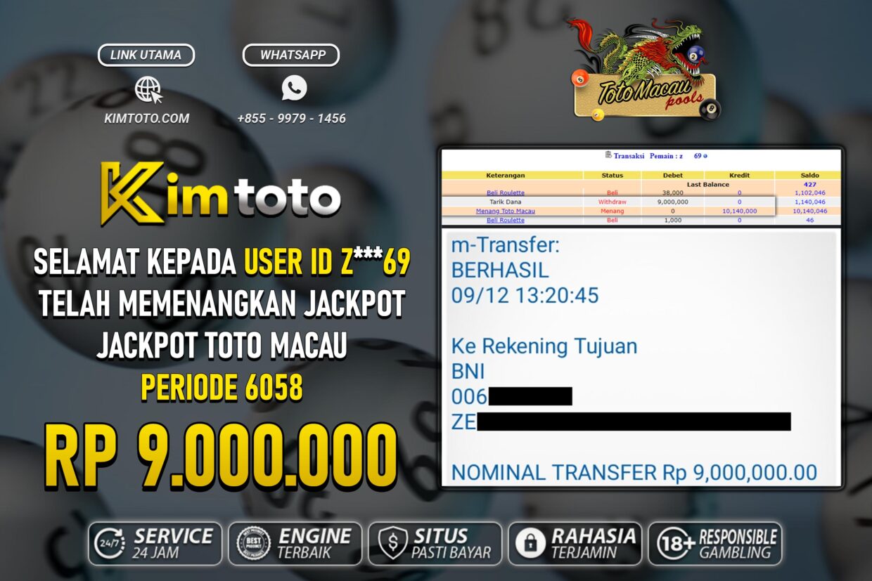 BUKTI PEMBAYARAN MEMBER JP TOGEL TOTOMACAU DI KIMTOTO USER ID Z69