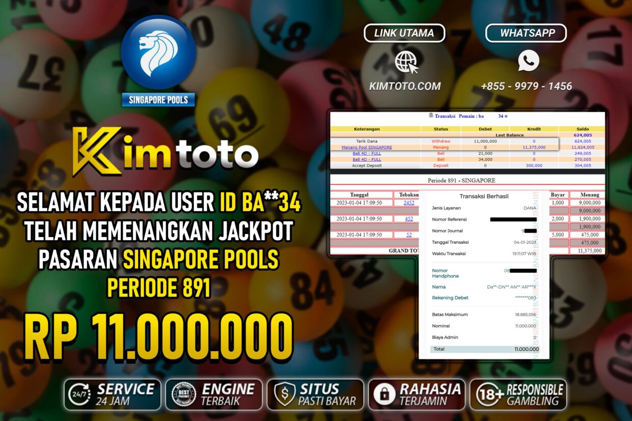 BUKTI PEMBAYARAN MEMBER JP TOGEL SINGAPORE DI KIMTOTO USER ID BA34