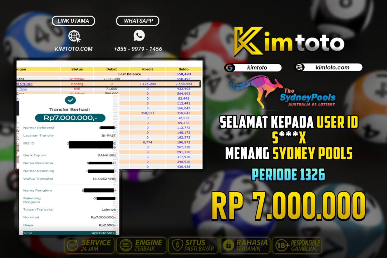 BUKTI PEMBAYARAN MEMBER JP TOGEL SYDNEY DI KIMTOTO USER ID SX