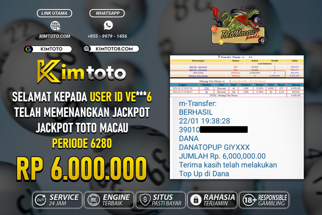 BUKTI PEMBAYARAN MEMBER JP TOGEL TOTOMACAU DI KIMTOTO USER ID VE6